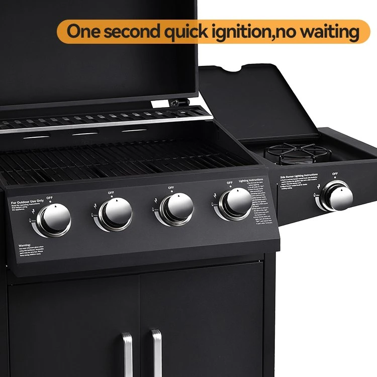 Best-Selling 4 Burner+Side Burner BBQ Gas Grill with CE.